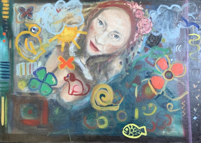 Marzenia, 60x80, akryl,olej, pastele, 2019