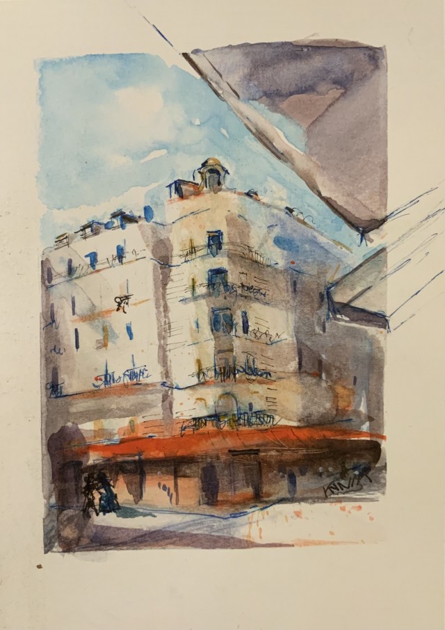 PARYŻ, AKWARELA, 40X30, 2021