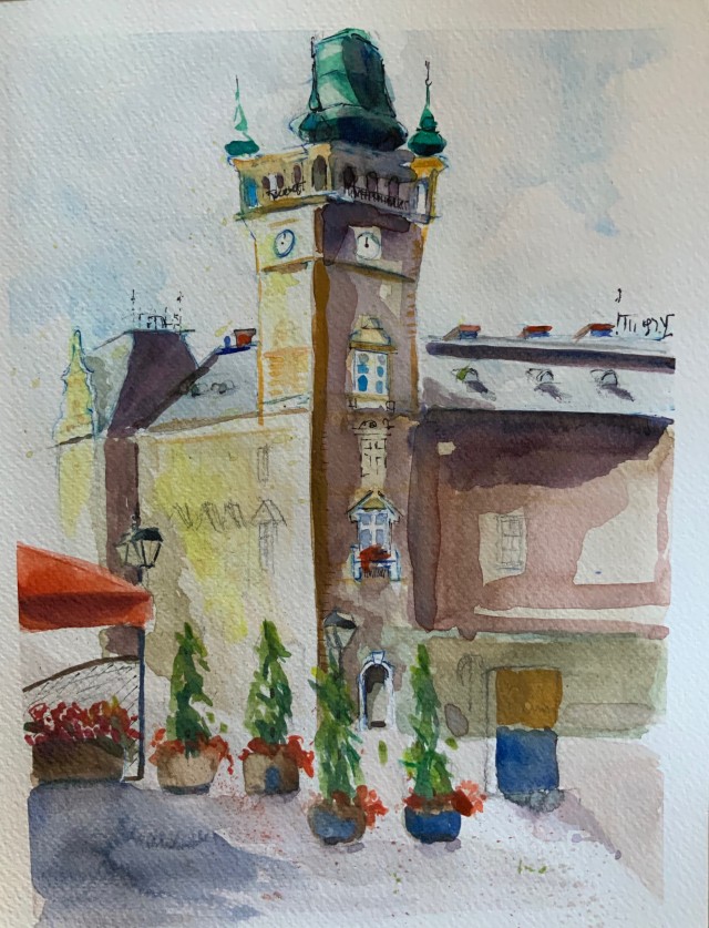 BIELSKI RATUSZ, AKWARELA, 24X32, 2021