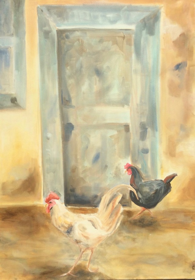 Kury. Akryl, olej. 2019