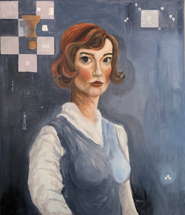 Gambit królowej, 70x90 akryl, olej, 2020
